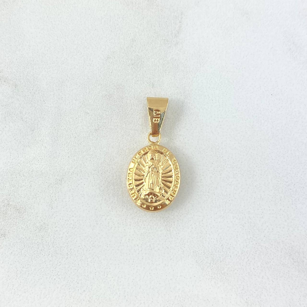 Dije Virgen Guadalupe 0.9gr / 2.2cm / Troquelado - Cargador Liso Oro Amarillo