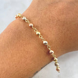 Tobillera Tipo Militar 4.2gr / 24cm / 4mm Bola Lisa Tres Oros 18K *