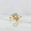 Winged Heart Ring 2.25gr / Size 7 3/4 / White Zircons Yellow Gold ©