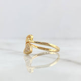 Winged Heart Ring 2.25gr / Size 7 3/4 / White Zircons Yellow Gold ©