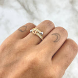 Quince Ring Heart Strap 3.1gr / Size 6 3/4 / White Zircons Three Golds ©