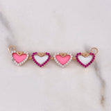 Pendant Magnetized Hearts 5.65gr / 5.2cm / White Fuchsia Zircons Yellow Gold $