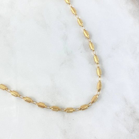 Rustic Chain Barrel Striped 10.35gr / 60cm / 3.6mm 18K Yellow Gold