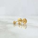 Stud Earrings Bead 0.45gr / 3mm Diamond Cut 18K Yellow Gold *