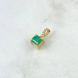 Pendant Cube Stone 0.9gr / 1.1cm / Emeralds 0.58pts - White Diamonds 0.01pts 18K Yellow Gold (Jewel) ©