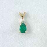 Pendant Tri Drop 0.75gr / 1.6cm / Emeralds 0.73pts - White Diamonds 0.04pts 18K Yellow Gold (Jewel) ©