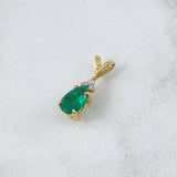 Pendant Tri Drop 0.75gr / 1.6cm / Emeralds 0.73pts - White Diamonds 0.04pts 18K Yellow Gold (Jewel) ©