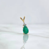 Pendant Tri Drop 0.75gr / 1.6cm / Emeralds 0.73pts - White Diamonds 0.04pts 18K Yellow Gold (Jewel) ©