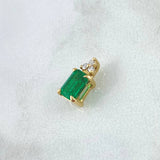 Dije Tri Cuadro 0.65gr / 1cm / Esmeraldas 0.60pts - Diamantes Blancos 0.01pts Oro Amarillo 18K (Joya) ©