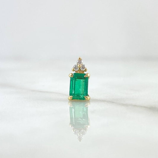 Dije Tri Cuadro 0.65gr / 1cm / Esmeraldas 0.60pts - Diamantes Blancos 0.01pts Oro Amarillo 18K (Joya) ©