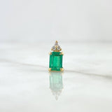 Dije Tri Cuadro 0.65gr / 1cm / Esmeraldas 0.60pts - Diamantes Blancos 0.01pts Oro Amarillo 18K (Joya) ©