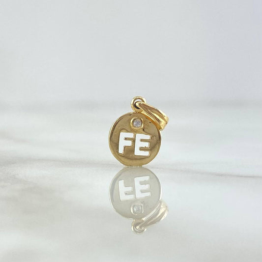 Pendant FE Medal 0.6gr / 1.4cm / White Zircon Yellow Gold 18K