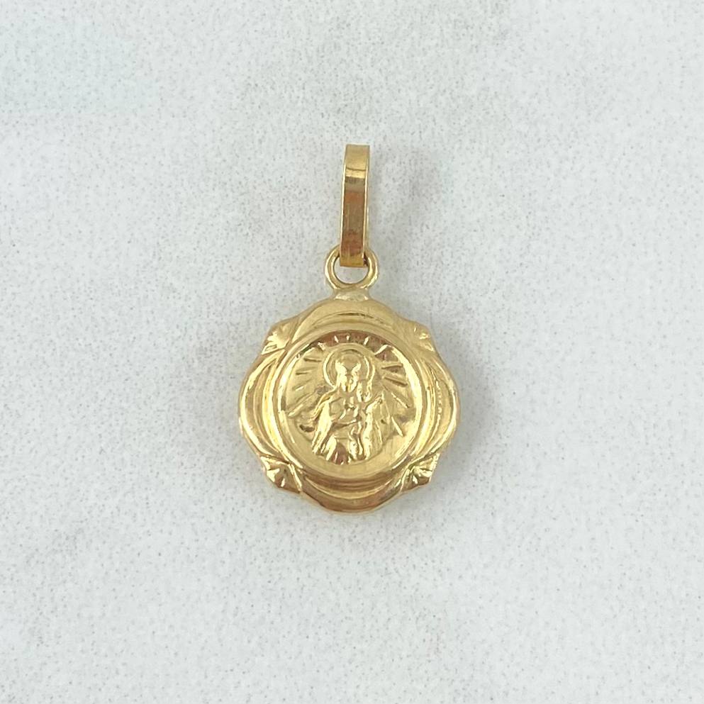 Pendant Virgen Del Carmen 0.75gr / 2cm / Yellow Gold 18K Floral Frame