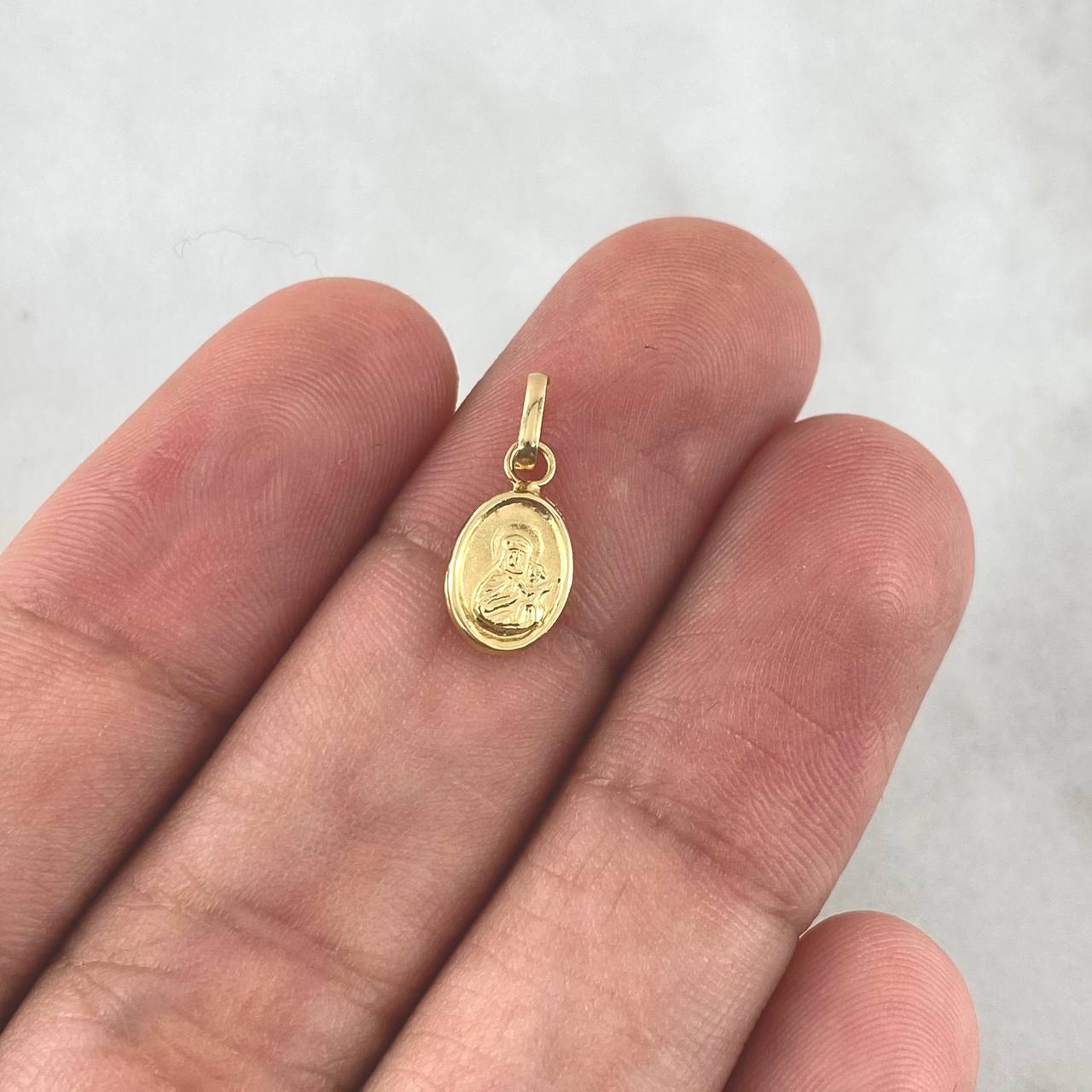 Pendant Sacred Heart of Jesus - Virgin of Carmen 0.3gr / 1.5cm / 18K Yellow Gold