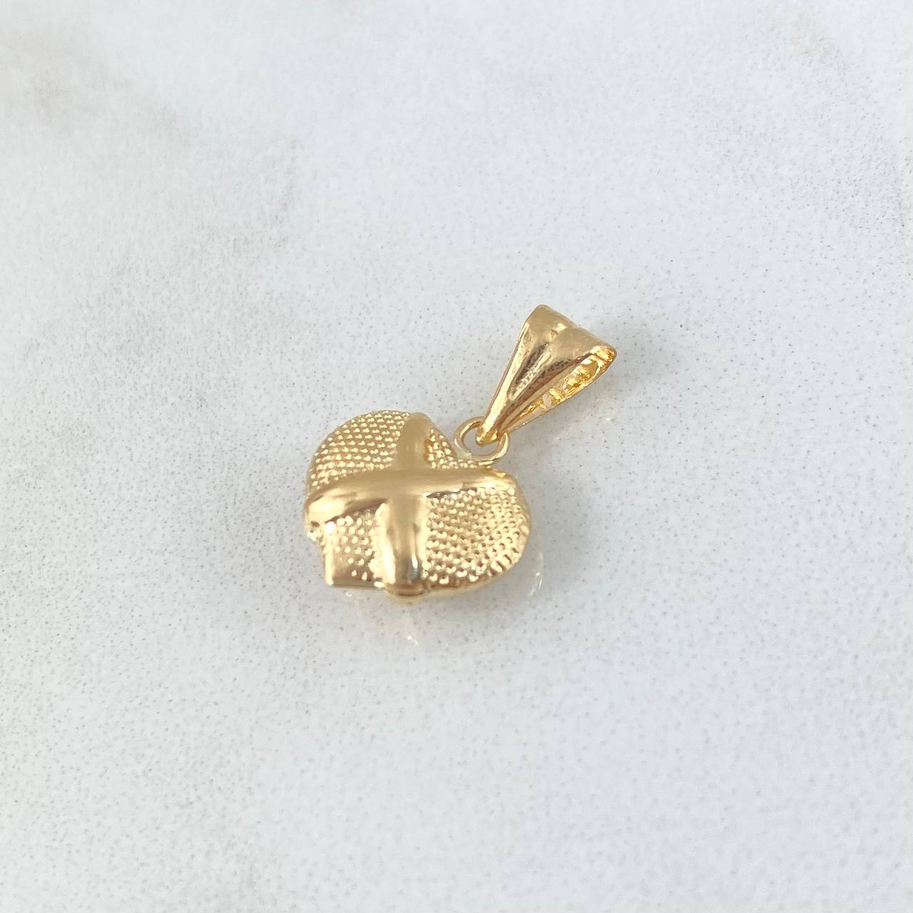 Pendant Textured Heart 0.65gr / 1.6cm / Crossed 18K Yellow Gold ©