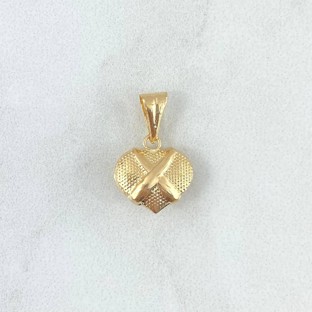 Pendant Textured Heart 0.65gr / 1.6cm / Crossed 18K Yellow Gold ©