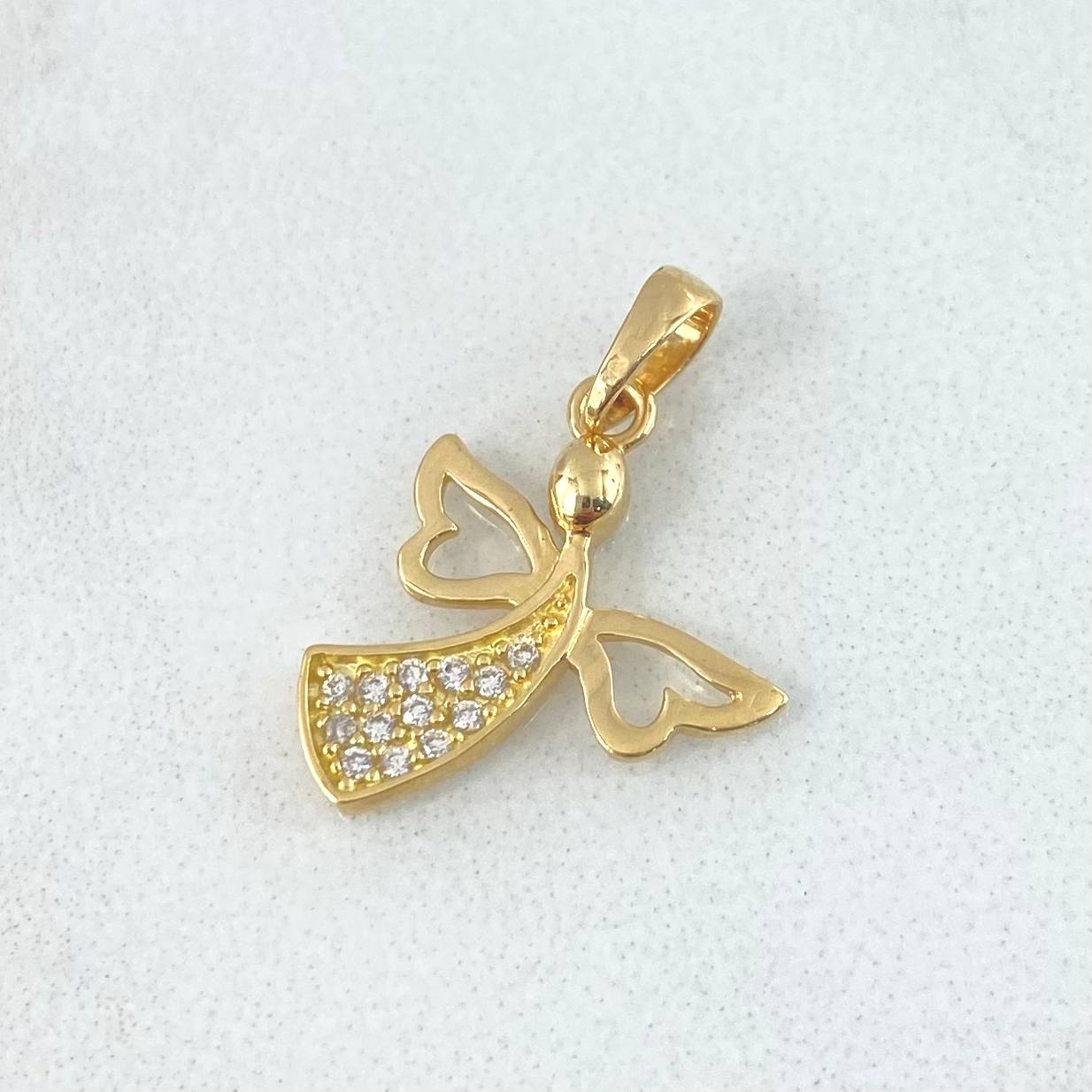 Pendant Angel Silhouette 1gr / 2cm / White Zircons 18K Yellow Gold