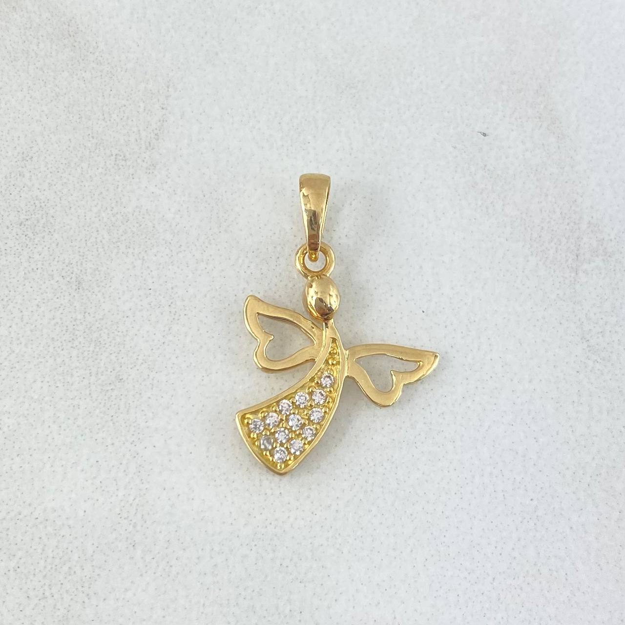 Pendant Angel Silhouette 1gr / 2cm / White Zircons 18K Yellow Gold