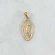 Dije Virgen María 1.25gr / 2.5cm / Ovalada Circones Blancos Oro Amarillo 18K