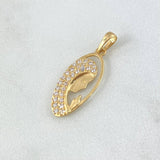 Dije Virgen María 1.35gr / 2.5cm / Ovalada Circones Blancos Oro Amarillo 18K ©