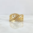 Hug Leaves Ring 3.8gr / Size 6 1/4 / White Zircons 18K Yellow Gold *