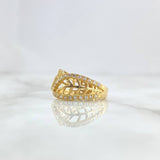 Hug Leaves Ring 3.8gr / Size 6 1/4 / White Zircons 18K Yellow Gold *