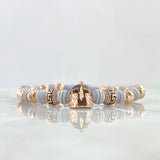 Gray Spartan Helmet Tribal Bracelet 6.55gr / 6mm Beads Diamond Cut - White Zircons - Black Rose Gold 18K ©