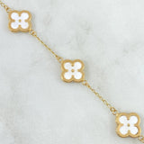 Classic Link Bracelet Clover 5gr / 19cm / 13mm White Electrostatic Smooth 18K Yellow Gold