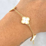 Classic Link Bracelet Clover 5gr / 19cm / 13mm White Electrostatic Smooth 18K Yellow Gold