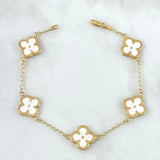 Classic Link Bracelet Clover 5gr / 19cm / 13mm White Electrostatic Smooth 18K Yellow Gold