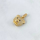 Pendant Bear Face 2.05gr / 1.6cm / White Zircons - Black Eyes 18K Yellow Gold