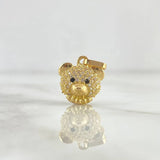 Pendant Bear Face 2.05gr / 1.6cm / White Zircons - Black Eyes 18K Yellow Gold