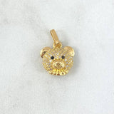 Pendant Bear Face 2.05gr / 1.6cm / White Zircons - Black Eyes 18K Yellow Gold