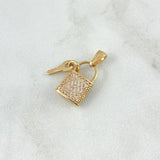 Pendant Lock Bag 2.25gr / 2cm / White Zircons 18K Yellow Gold *