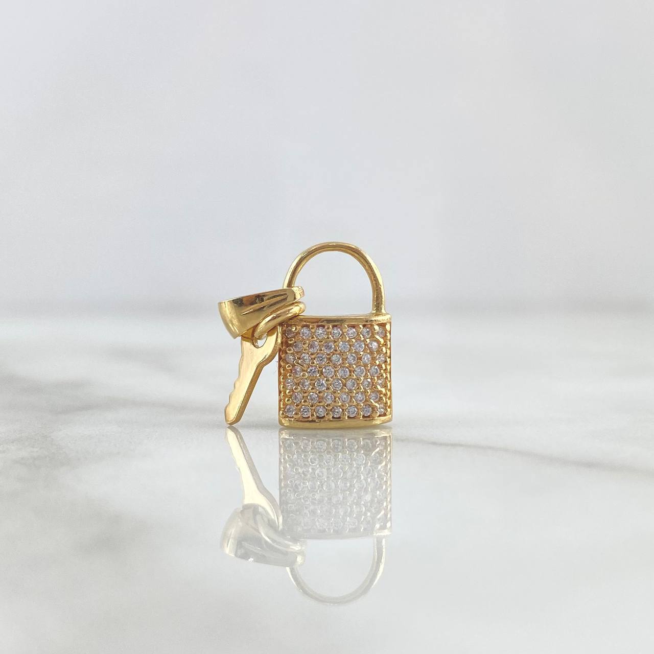 Pendant Lock Bag 2.25gr / 2cm / White Zircons 18K Yellow Gold *