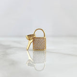 Pendant Lock Bag 2.25gr / 2cm / White Zircons 18K Yellow Gold *