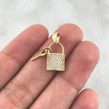 Pendant Lock Bag 2.25gr / 2cm / White Zircons 18K Yellow Gold *