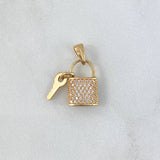 Pendant Lock Bag 2.25gr / 2cm / White Zircons 18K Yellow Gold *