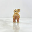Pendant Articulated Bear 6.05gr / 3cm / White Zircon Overalls - Orange - Black Eyes 18K Yellow Gold *