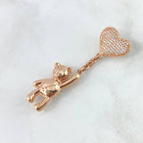 Pendant Bear Balloon Heart 7.3gr / 5.2cm / White Zircons 18K Rose Gold ©