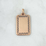 Dije Placa Rectangular Tribal 6.9gr / 3.6cm - 3cm * 2cm / Lisa Oro Rosa 18K ©