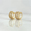 Hoop Earrings Stepped Drops 3.4gr / 10mm White Zircons 18K Yellow Gold ©