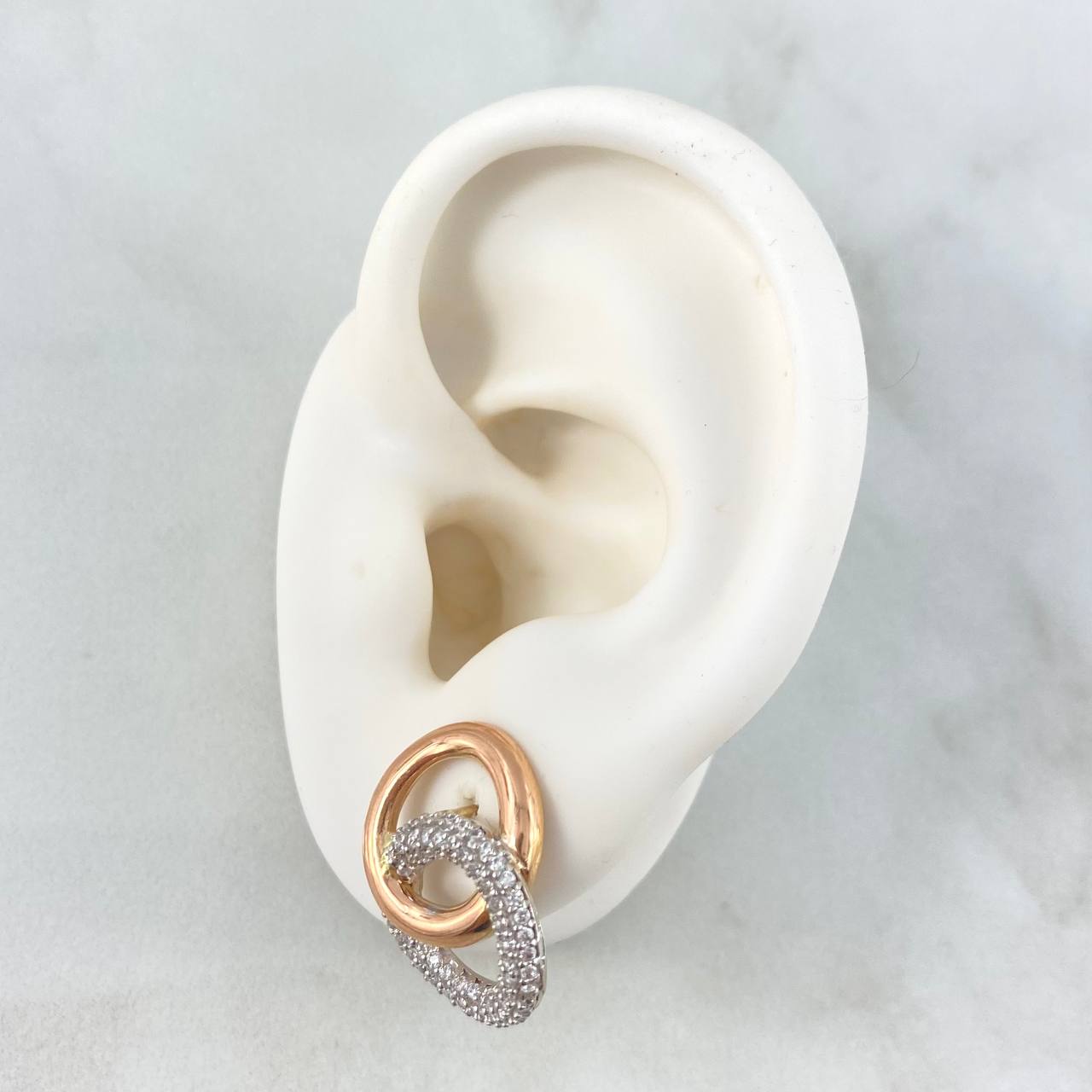 Set Aro Doble Curvo - Dije 1 in + Topos 19mm 8.35gr / Tres Oros 18K ©