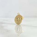 Pendant Letter U 0.5gr / 2cm / Textured Oval 18K Yellow Gold
