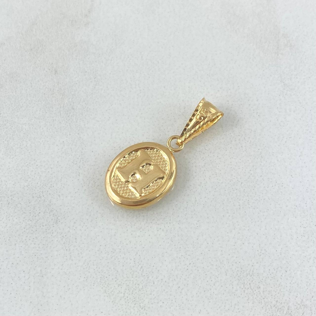 Pendant Letter H 0.4gr / 2cm / Textured Oval 18K Yellow Gold