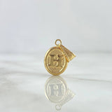 Pendant Letter H 0.4gr / 2cm / Textured Oval 18K Yellow Gold