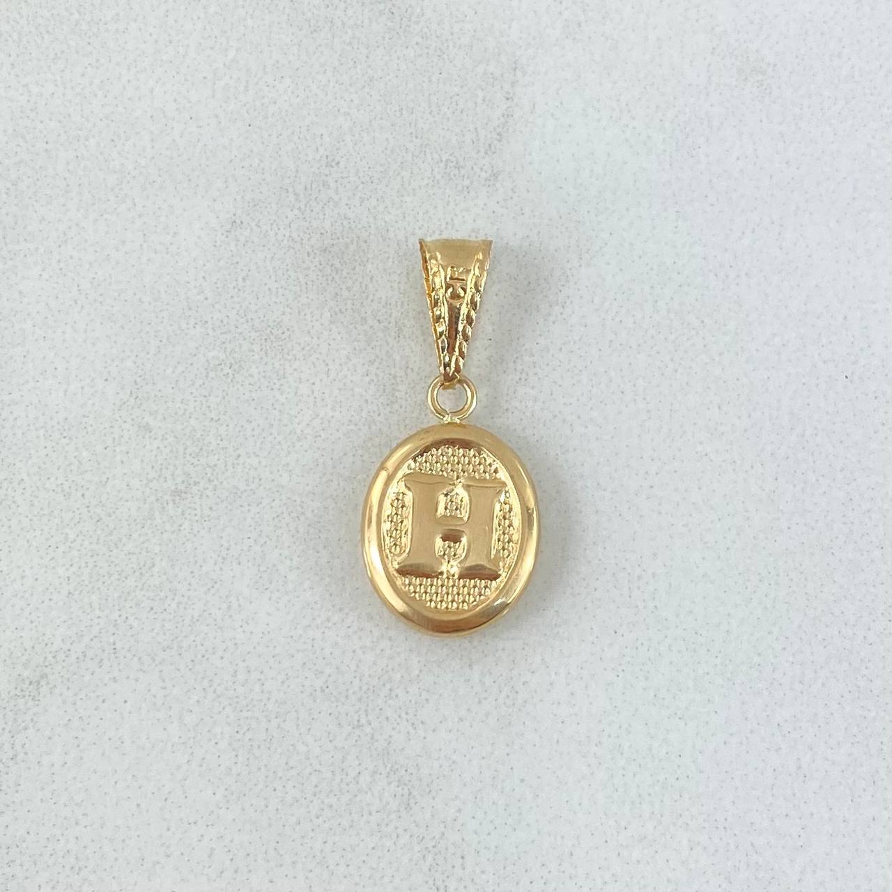 Pendant Letter H 0.4gr / 2cm / Textured Oval 18K Yellow Gold