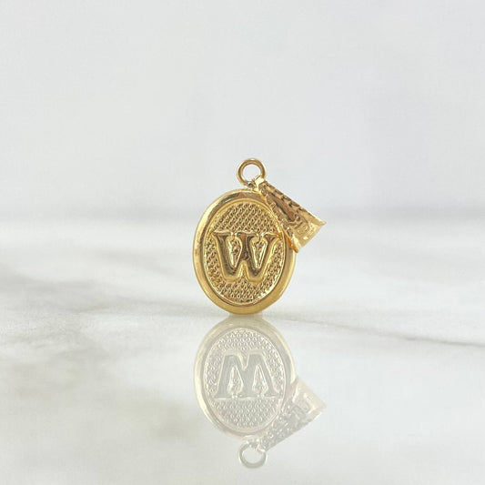 Pendant Letter W 0.45gr / 2cm / Textured Oval 18K Yellow Gold