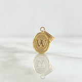 Pendant Letter W 0.45gr / 2cm / Textured Oval 18K Yellow Gold