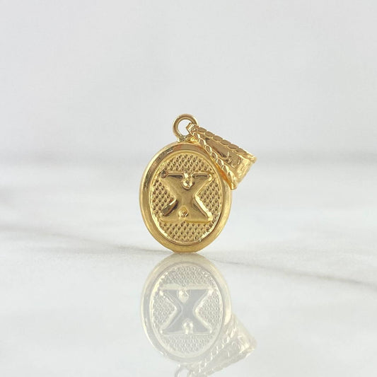 Pendant Letter X 0.55gr / 2cm / Textured Oval 18K Yellow Gold